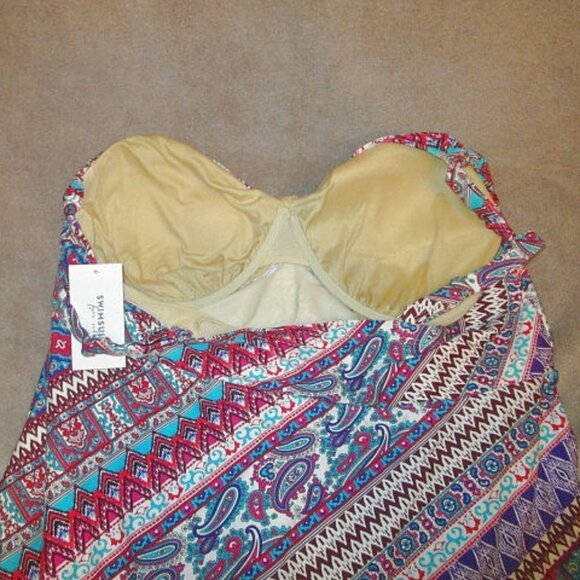 Swimsuits for All MIX Print Plus Size 26 SWIM Dress ONE PIECE Paisley BRA F/G - Picture 8 of 12